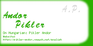 andor pikler business card